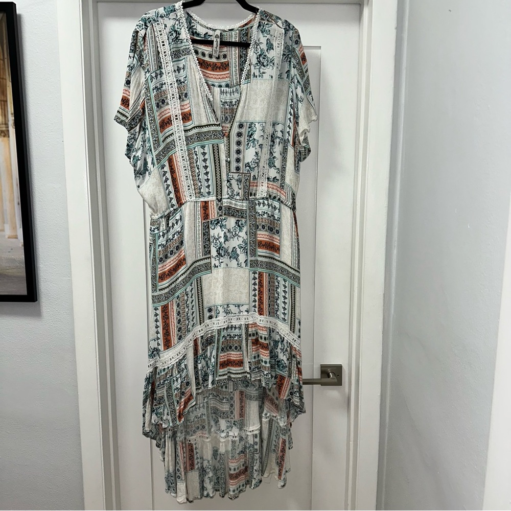 American Rag High Low Dress in Blue and Orange